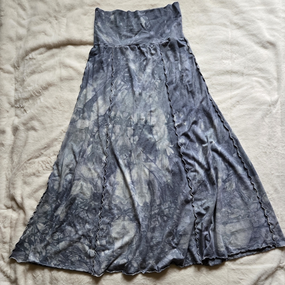 Chic Asymmetrical Blue Tie-Dye Skirt